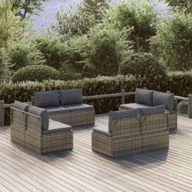 Patio Middle Sofas 8 pcs Gray 22.4"x22.4"x22" Poly Rattan