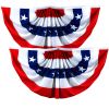 2 Pack USA Pleated Fan Flag 3x6 Feet American USA Bunting Decoration Flags PRINTED Patriotic Stars & Stripes with Canvas Header and Brass Grommets