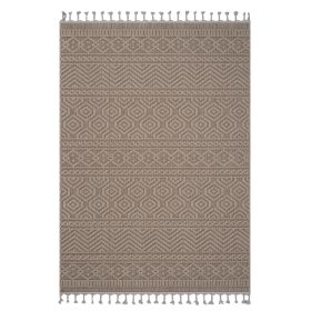 NAAR Guros Collection 5X7 Mocha /Geometric Indoor/Outdoor Area Rug