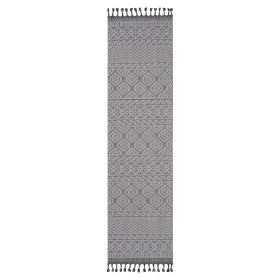 NAAR Guros Collection 2X8 Grey/White /Geometric Indoor/Outdoor Area Rug