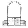 198.5*50*219cm Courtyard Arc Top With Door With Planting Frame Iron Art Iron Arch Black