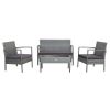 4 Pieces Outdoor Rattan Conversation Set with Comfortable Cushion