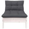 Patio Middle Sofa with Cushions White Solid Pinewood