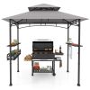 8 x 5 FT Outdoor Grill Gazebo with 2 Side Shelves and 20 Hooks