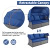 U_STYLE Outdoor Patio Furniture Set Daybed Sunbed with Retractable Canopy Conversation Set Wicker Furniture (As same as WY000281AAE)