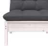 Patio Middle Sofa with Cushions White Solid Pinewood