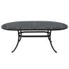 72 Inch Oval Cast Aluminum Patio Table with Umbrella Hole; Round Patio Bistro Table for Garden; Patio; Yard; Black with Antique Bronze at The Edge