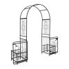 198.5*50*219cm Courtyard Arc Top With Door With Planting Frame Iron Art Iron Arch Black