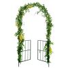 Garden Arch Arbor Trellis with Gate Patio Plant Stand Archway