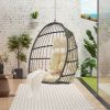 Outdoor Garden Rattan Egg Swing Chair Hanging Chair Wood