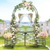 198.5*50*219cm Courtyard Arc Top With Door With Planting Frame Iron Art Iron Arch Black