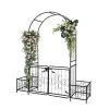 198.5*50*219cm Courtyard Arc Top With Door With Planting Frame Iron Art Iron Arch Black