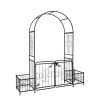 198.5*50*219cm Courtyard Arc Top With Door With Planting Frame Iron Art Iron Arch Black