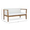 Outdoor 4-Seater Acacia Wood Chat Set with Coffee Table with Cushions, Teak and Beige