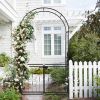 198.5*50*219cm Courtyard Arc Top With Door With Planting Frame Iron Art Iron Arch Black