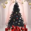 8' Premium Artificial Christmas Tree with Solid Metal Stand;  Festive Indoor and Outdoor Decoration;  Black