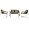 Aluminum and Rattan Modern 4 Piece Sofa Seating Group For Patio Garden Outdoor