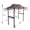 8x4ft Grill Gazebo; metal gazebo with Soft Top Canopy and Steel Frame with hook and Bar Counters; Fabric Light Brown