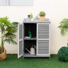 Garden Potting Bench Table with 2 Storage Shelves and Metal Plated Tabletop