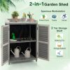 Garden Potting Bench Table with 2 Storage Shelves and Metal Plated Tabletop