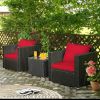 3 Pcs Patio wicker Furniture Set with Cushion