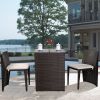 3 Pieces Wicker Patio Cushioned Outdoor Chair and Table Set