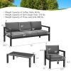 4 Pieces Outdoor Furniture Set for Backyard and Poolside