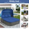 U_STYLE Outdoor Patio Furniture Set Daybed Sunbed with Retractable Canopy Conversation Set Wicker Furniture (As same as WY000281AAE)