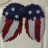 18.1''L x 16.2''H Patriotic Wooden Angel Wings Wall Decor, Freestanding Outdoor Holiday Decoration, No Electricity Required(Set of 2)