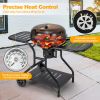 22 Inches 2 Layer Racks Barbecue Grill with Wheels for Outdoor Camping