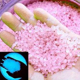 2000pcs/bag Glow In Dark Artificial Stone Gardening Aquarium Landscape Fluorescent Small Stone Vase Hourglass Luminous Sand Fluorescent Particles 50g (Color: PURPLE)