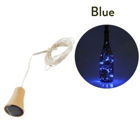 1pc 10/20 LED Solar Wine Bottle Cork Shaped String Lights; Garland Wire Fairy String Light; 3.3/6.6ft; Outdoor Party Decoration (Color: Blu-ray)