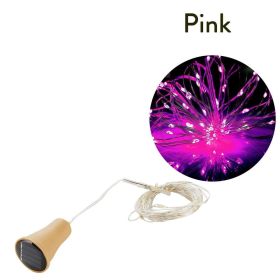 1pc 10/20 LED Solar Wine Bottle Cork Shaped String Lights; Garland Wire Fairy String Light; 3.3/6.6ft; Outdoor Party Decoration (Color: Pink)