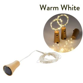 1pc 10/20 LED Solar Wine Bottle Cork Shaped String Lights; Garland Wire Fairy String Light; 3.3/6.6ft; Outdoor Party Decoration (Color: warm light)