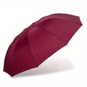 Outdoor Travel Large Folding Manual Umbrella, Rain Or Shine Dual-use Umbrella (Color: Claret)