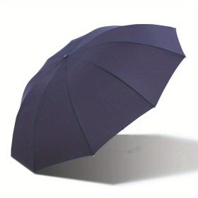 Outdoor Travel Large Folding Manual Umbrella, Rain Or Shine Dual-use Umbrella (Color: Dark Blue)