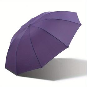 Outdoor Travel Large Folding Manual Umbrella, Rain Or Shine Dual-use Umbrella (Color: PURPLE)