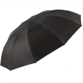 Outdoor Travel Large Folding Manual Umbrella, Rain Or Shine Dual-use Umbrella (Color: Black)