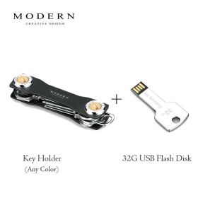 2023 Modern-Brand Aluminum Key Wallet DIY Keychain EDC Pocket Key Holder Key Organizer (Color: holder 32G)