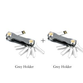 2023 Modern-Brand Aluminum Key Wallet DIY Keychain EDC Pocket Key Holder Key Organizer (Color: Two gray)