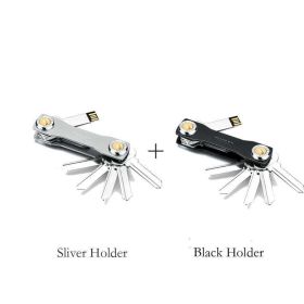 2023 Modern-Brand Aluminum Key Wallet DIY Keychain EDC Pocket Key Holder Key Organizer (Color: silver black)