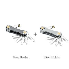 2023 Modern-Brand Aluminum Key Wallet DIY Keychain EDC Pocket Key Holder Key Organizer (Color: grey silver)