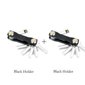 2023 Modern-Brand Aluminum Key Wallet DIY Keychain EDC Pocket Key Holder Key Organizer (Color: Two black)