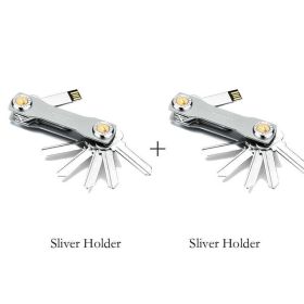 2023 Modern-Brand Aluminum Key Wallet DIY Keychain EDC Pocket Key Holder Key Organizer (Color: Two silver)