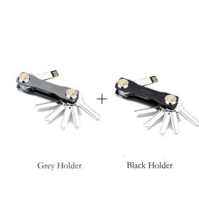 2023 Modern-Brand Aluminum Key Wallet DIY Keychain EDC Pocket Key Holder Key Organizer (Color: grey black)