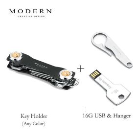 2023 Modern-Brand Aluminum Key Wallet DIY Keychain EDC Pocket Key Holder Key Organizer (Color: holder 16G hang)