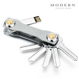 2023 Modern-Brand Aluminum Key Wallet DIY Keychain EDC Pocket Key Holder Key Organizer (Color: Silver)