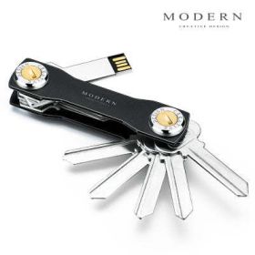 2023 Modern-Brand Aluminum Key Wallet DIY Keychain EDC Pocket Key Holder Key Organizer (Color: Black)