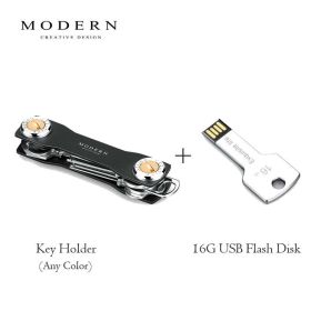 2023 Modern-Brand Aluminum Key Wallet DIY Keychain EDC Pocket Key Holder Key Organizer (Color: holder 16G)