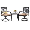 MEOOEM Patio Dining Set  Bistro Set Outdoor Furniture Square Bistro Metal Table Side Table and Swivel Dining Chairs with Cushion